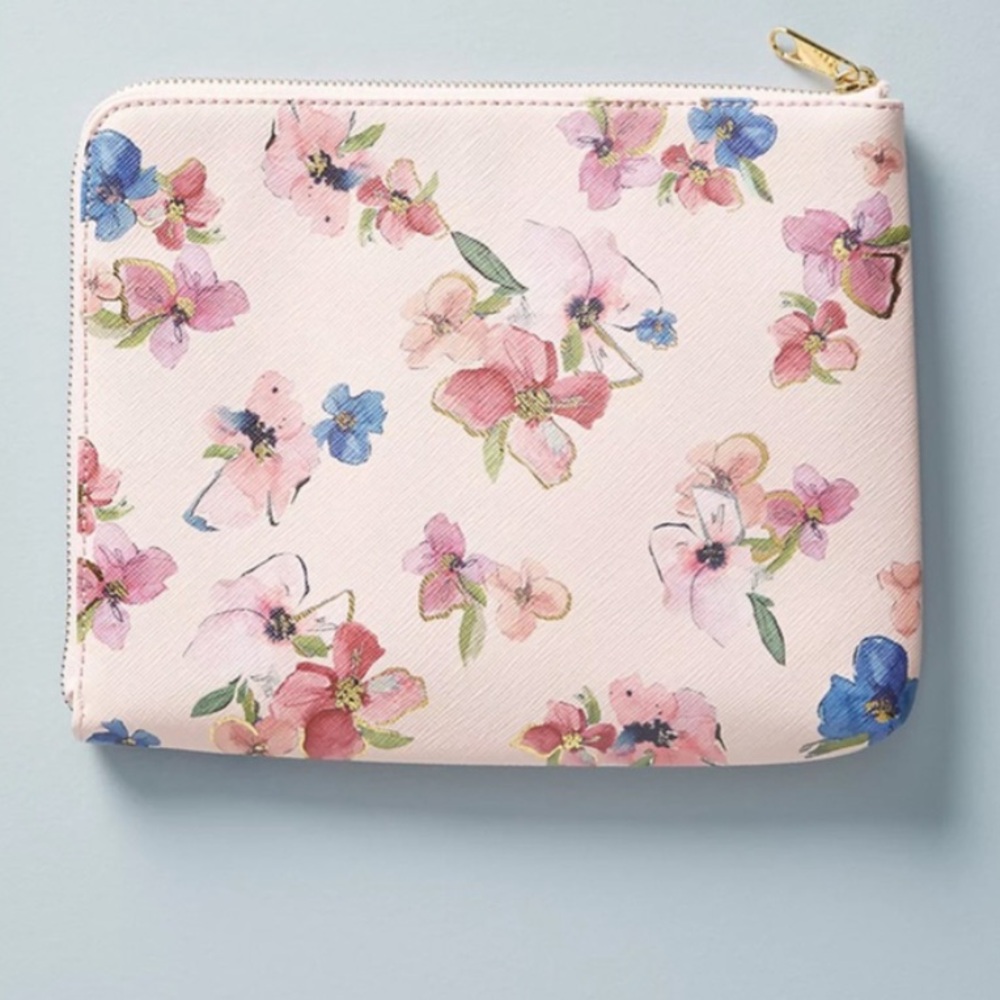 Anthropologie Floral Pink Wallet Travel Clutch New with Tags